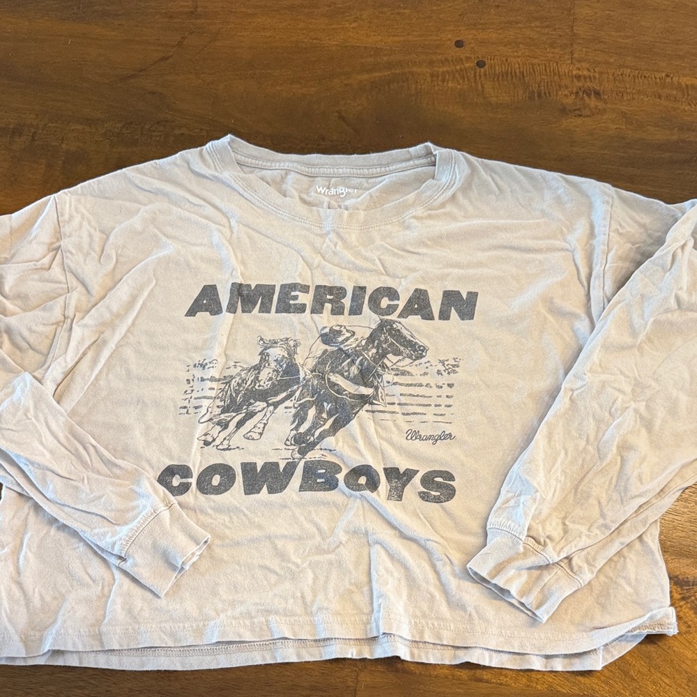 Wrangler American Cowboys Long Sleeve Tee - Light Gray